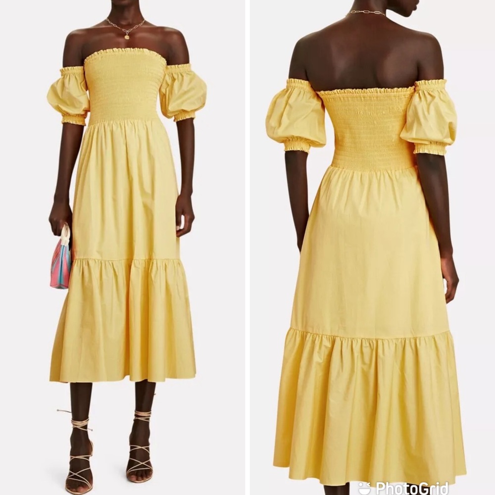 Intermix Aubrey Smocked Poplin Midi Dress